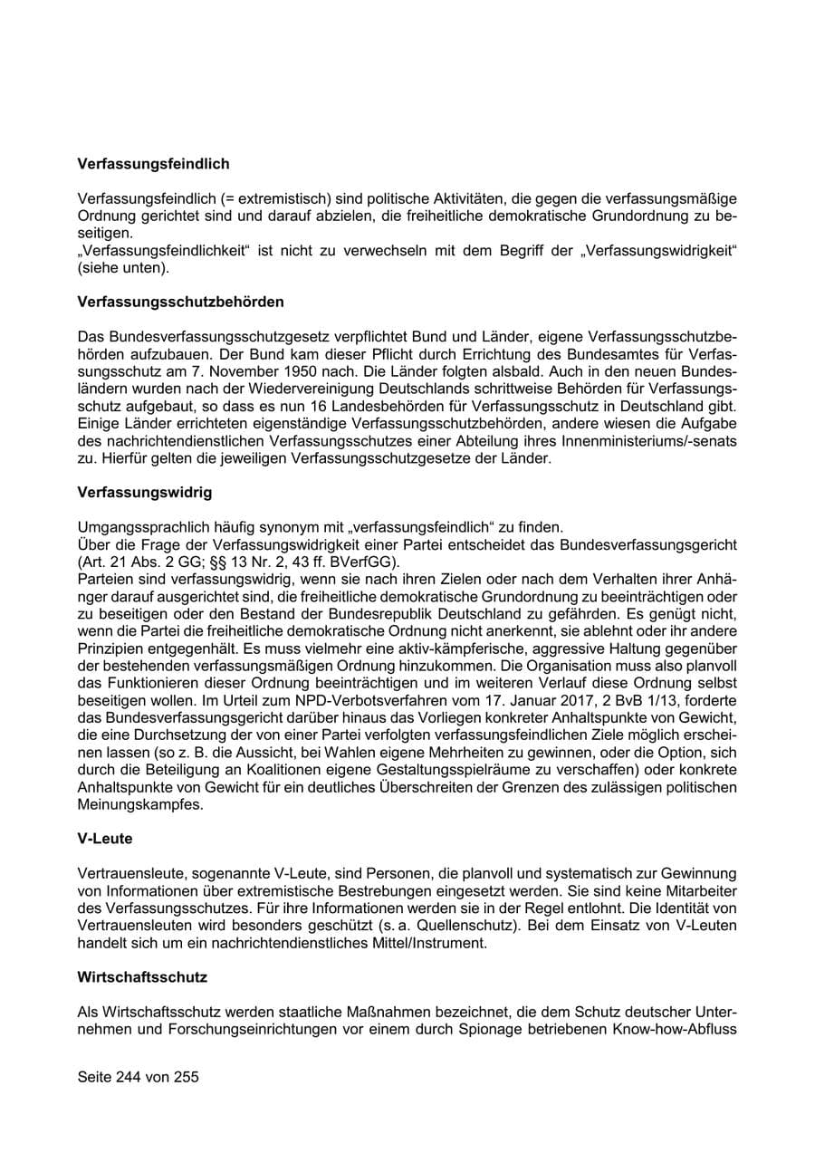 Seite 244 des Verfassungsschutzbericht 2021 Sachsen