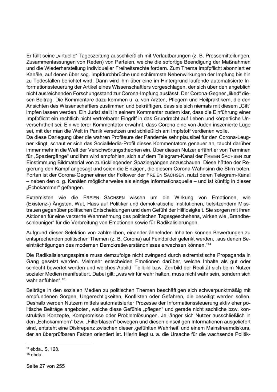 Seite 27 des Verfassungsschutzbericht 2021 Sachsen