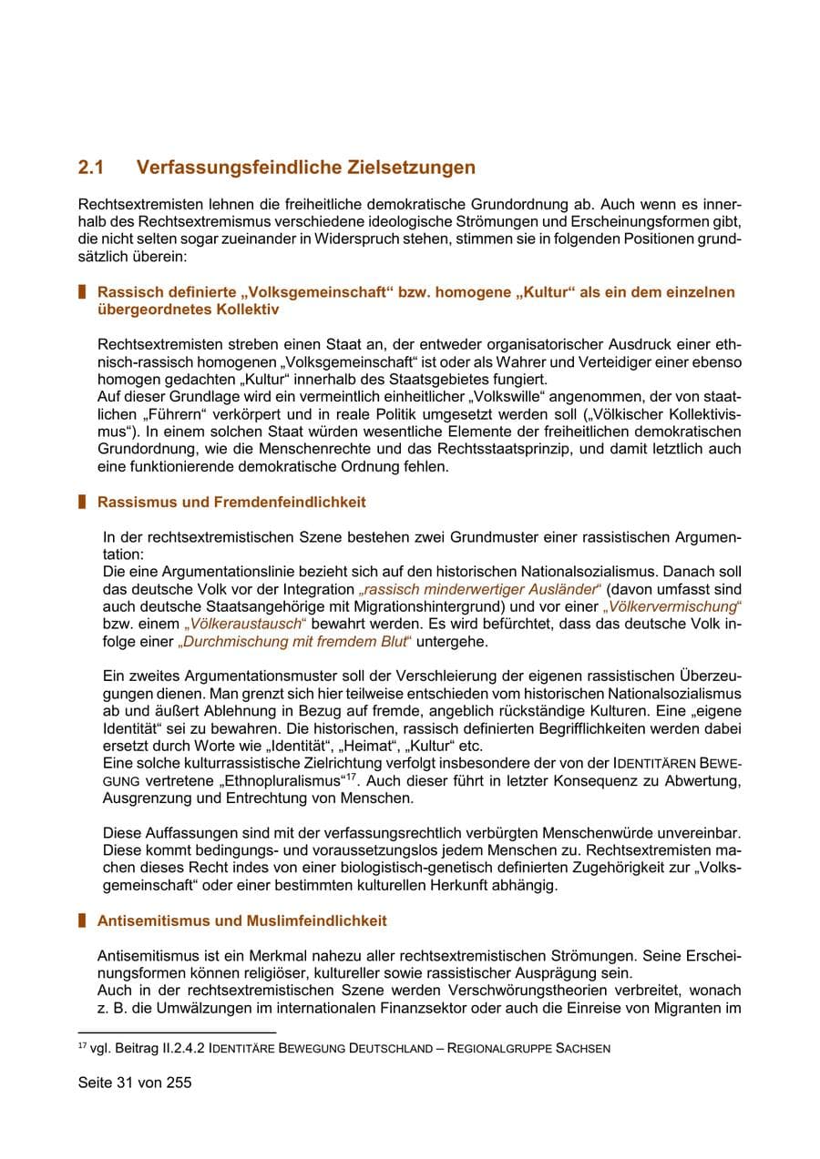 Seite 31 des Verfassungsschutzbericht 2021 Sachsen