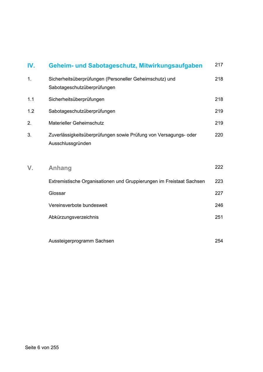 Seite 6 des Verfassungsschutzbericht 2021 Sachsen