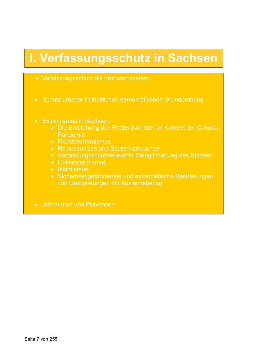 Seite 7 des Verfassungsschutzbericht 2021 Sachsen