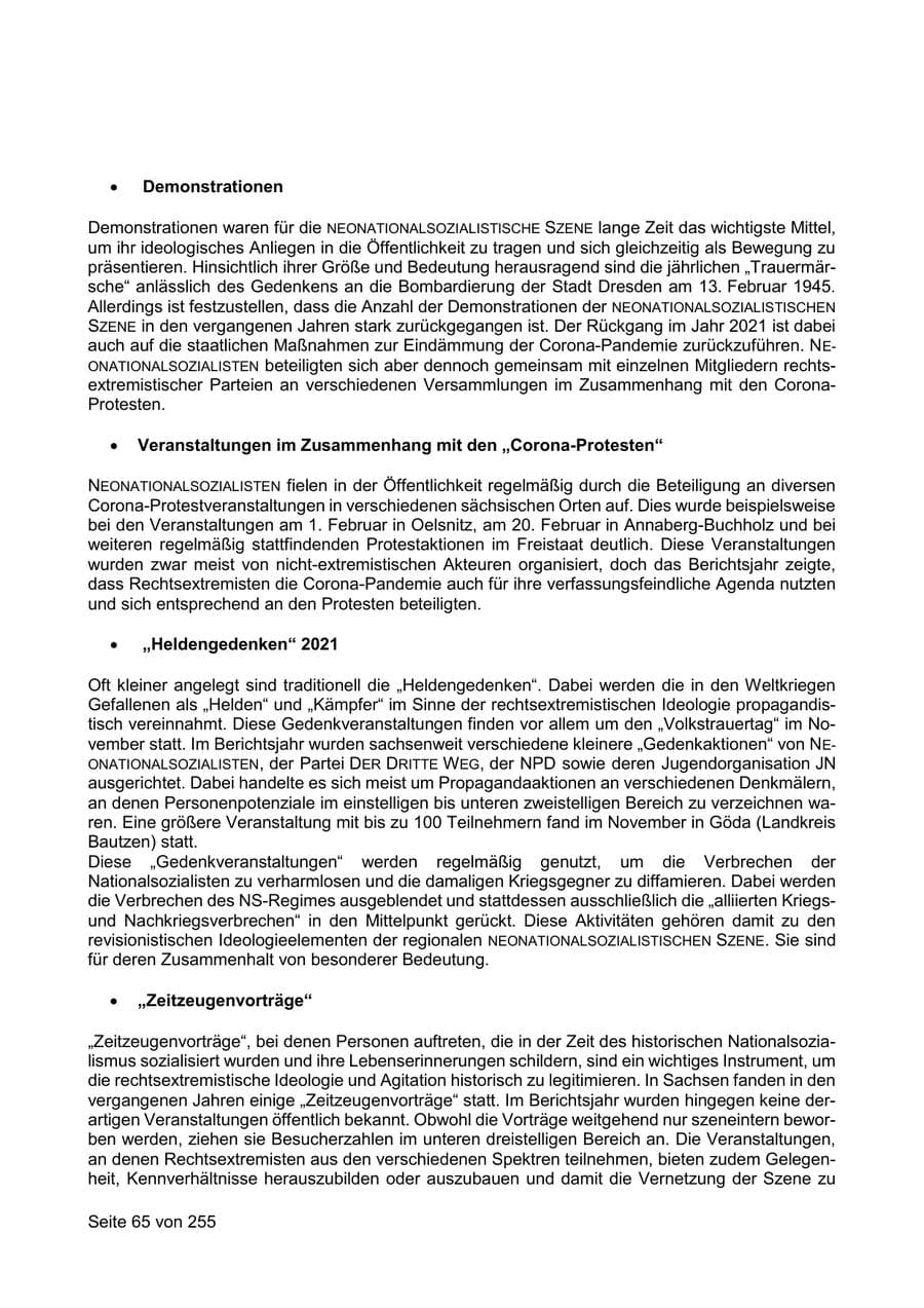 Seite 65 des Verfassungsschutzbericht 2021 Sachsen