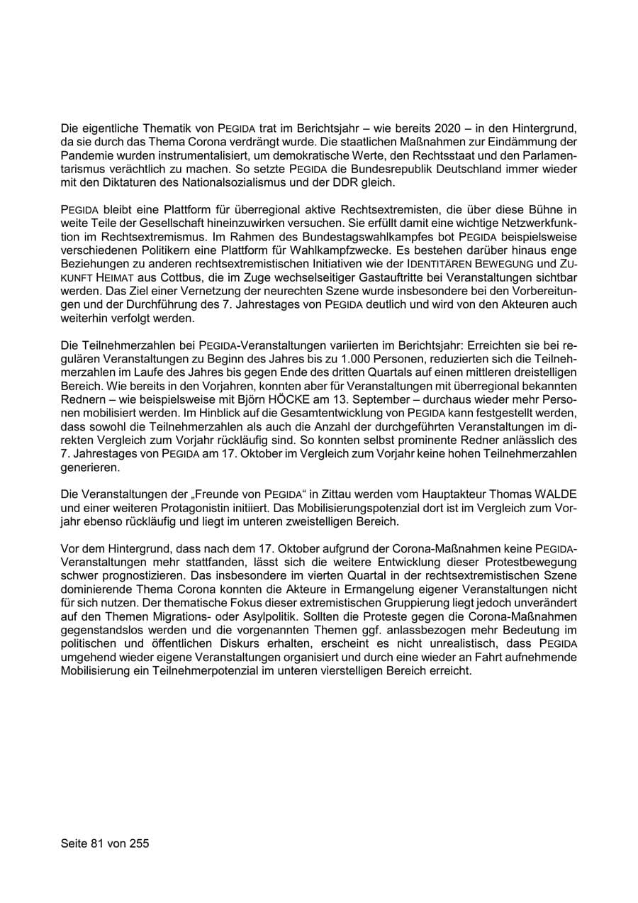 Seite 81 des Verfassungsschutzbericht 2021 Sachsen