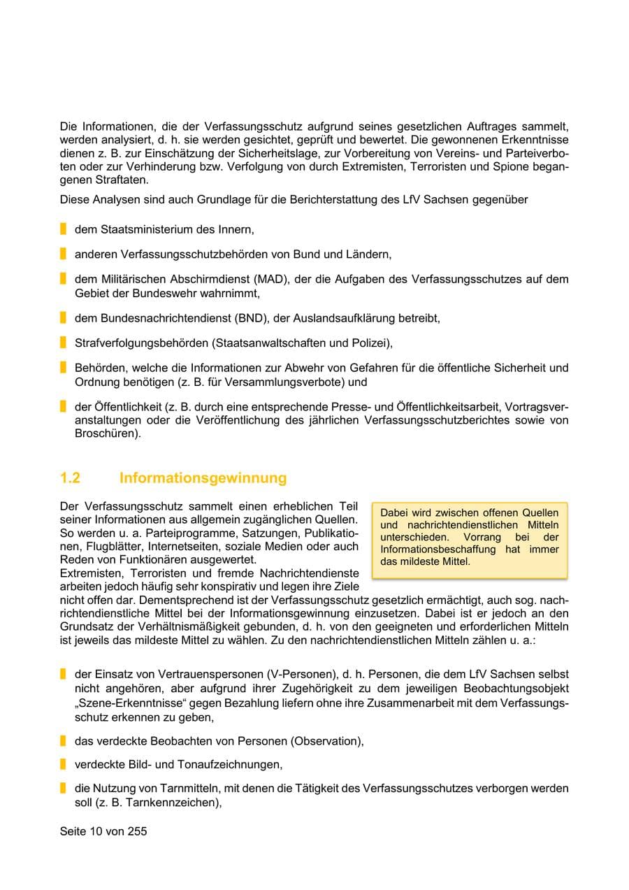 Seite 10 des Verfassungsschutzbericht 2021 Sachsen