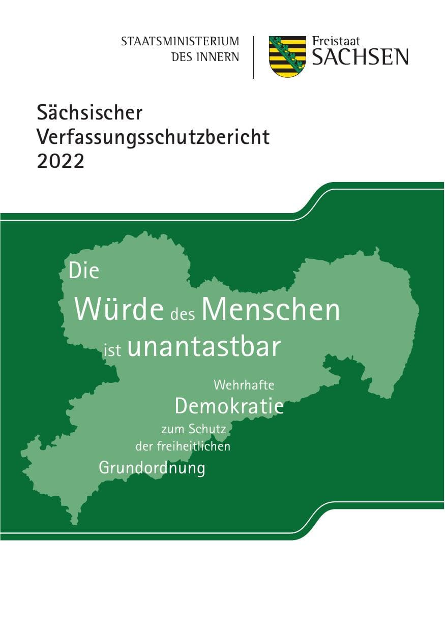 Seite 1 des Verfassungsschutzbericht 2022 Sachsen