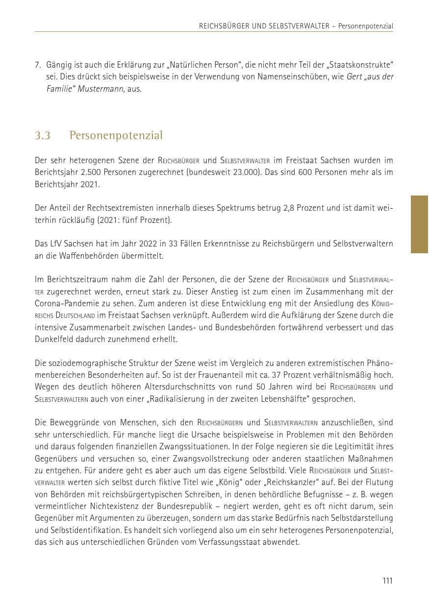 Seite 111 des Verfassungsschutzbericht 2022 Sachsen