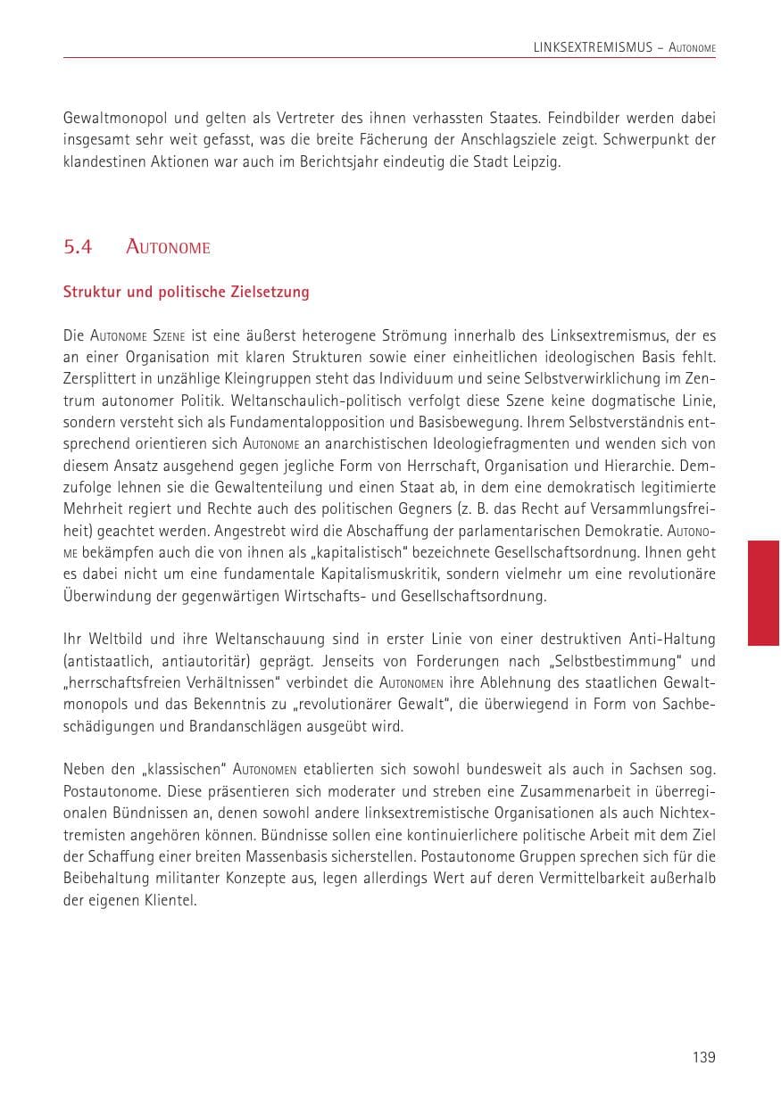 Seite 139 des Verfassungsschutzbericht 2022 Sachsen