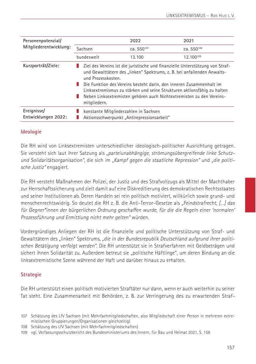 Seite 157 des Verfassungsschutzbericht 2022 Sachsen