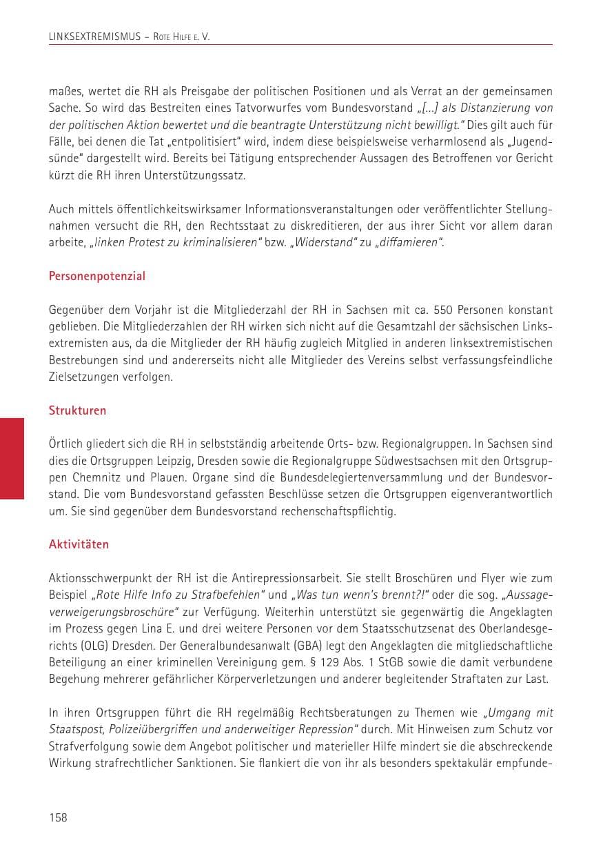 Seite 158 des Verfassungsschutzbericht 2022 Sachsen