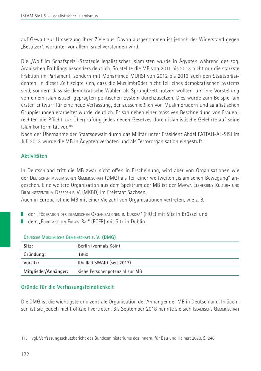 Seite 172 des Verfassungsschutzbericht 2022 Sachsen