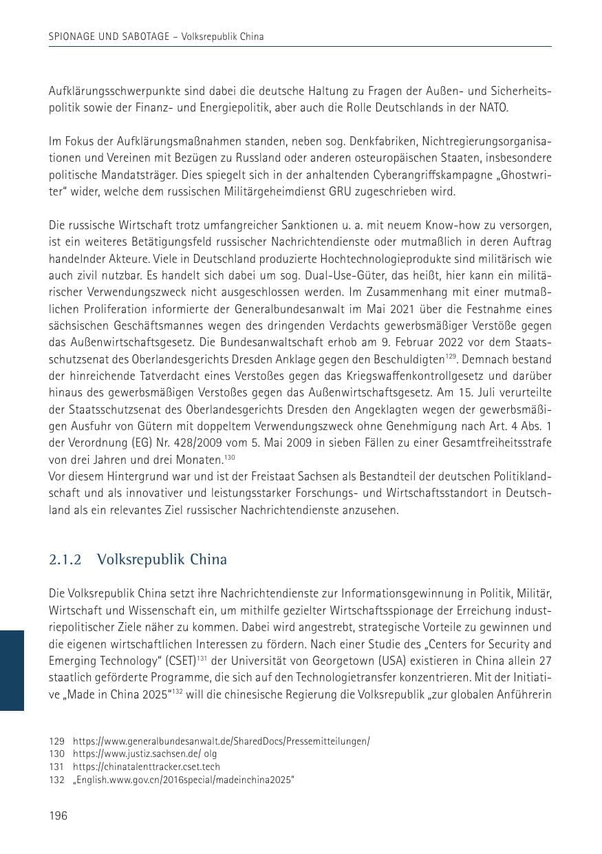 Seite 196 des Verfassungsschutzbericht 2022 Sachsen