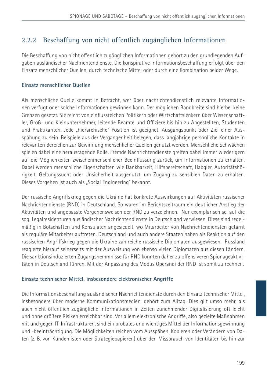 Seite 199 des Verfassungsschutzbericht 2022 Sachsen