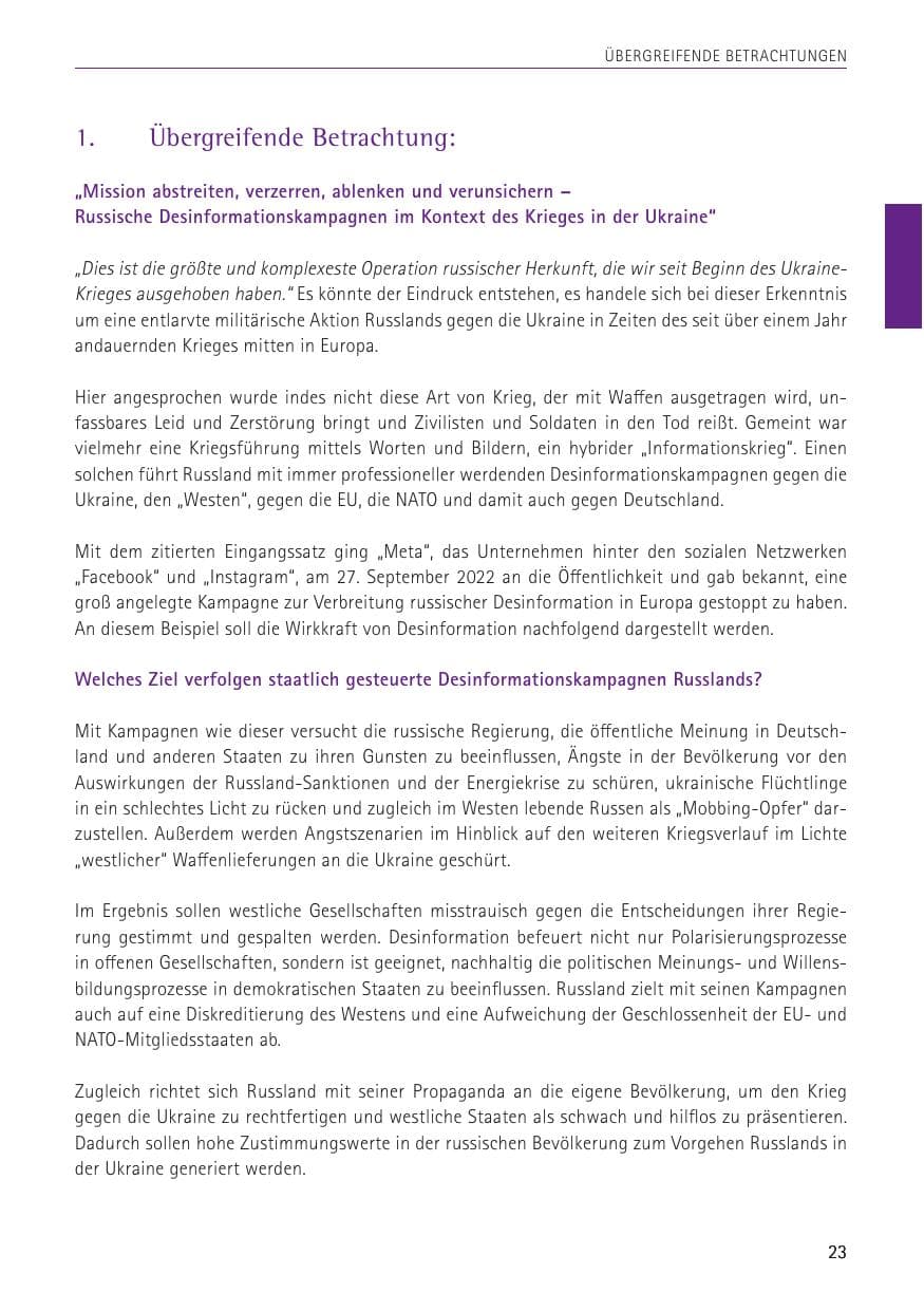 Seite 23 des Verfassungsschutzbericht 2022 Sachsen