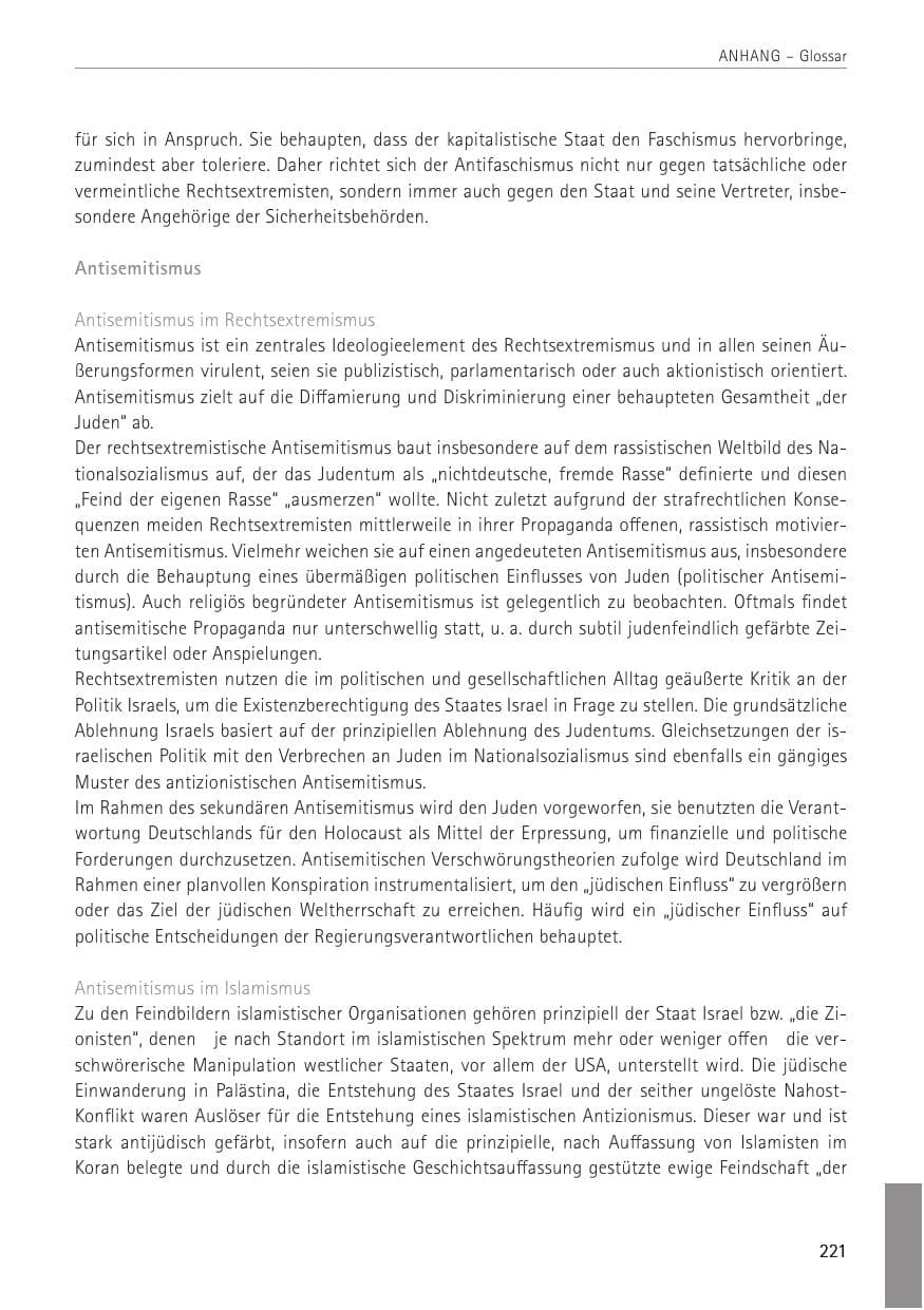 Seite 221 des Verfassungsschutzbericht 2022 Sachsen