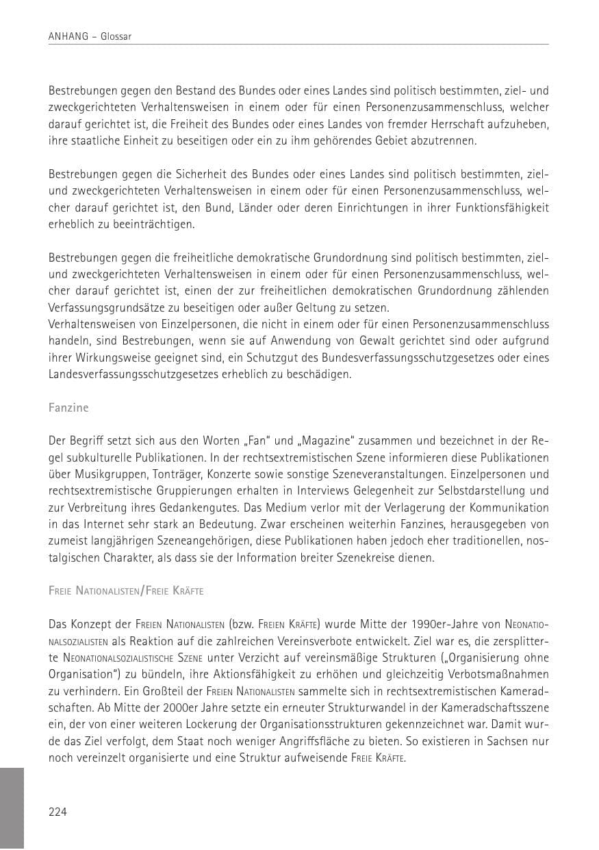 Seite 224 des Verfassungsschutzbericht 2022 Sachsen