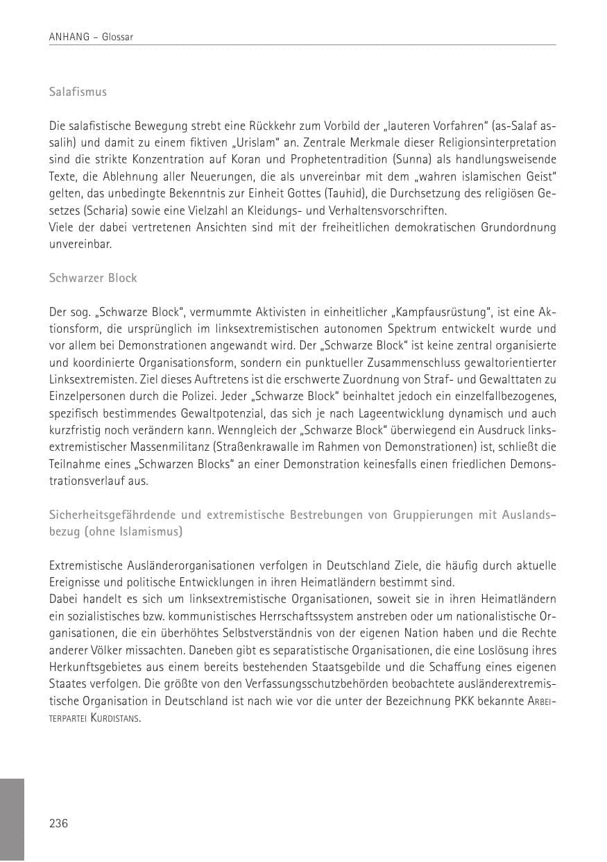 Seite 236 des Verfassungsschutzbericht 2022 Sachsen