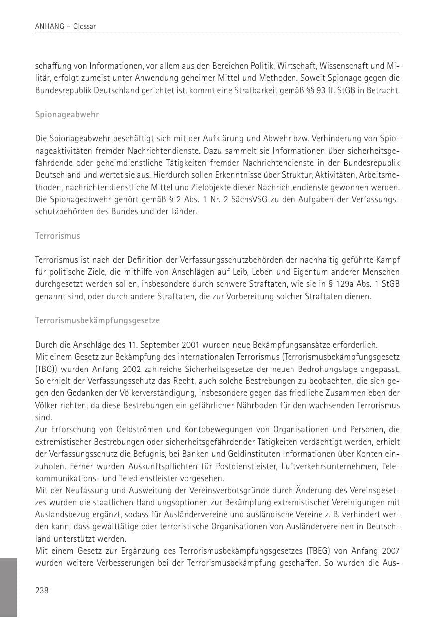 Seite 238 des Verfassungsschutzbericht 2022 Sachsen