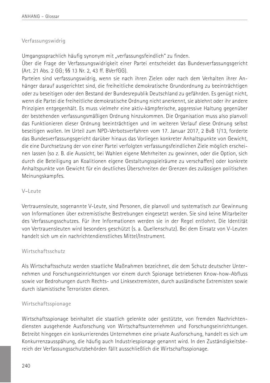Seite 240 des Verfassungsschutzbericht 2022 Sachsen