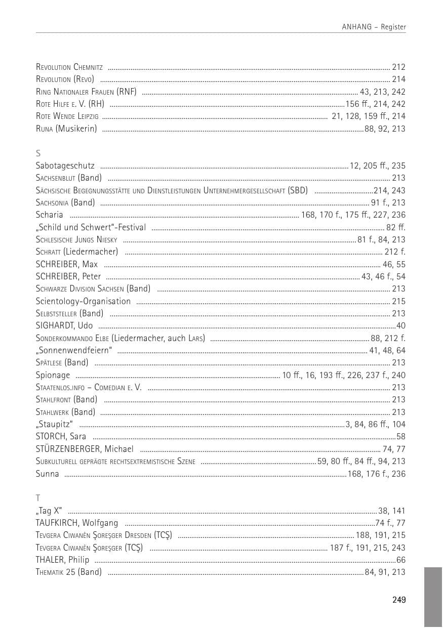 Seite 249 des Verfassungsschutzbericht 2022 Sachsen