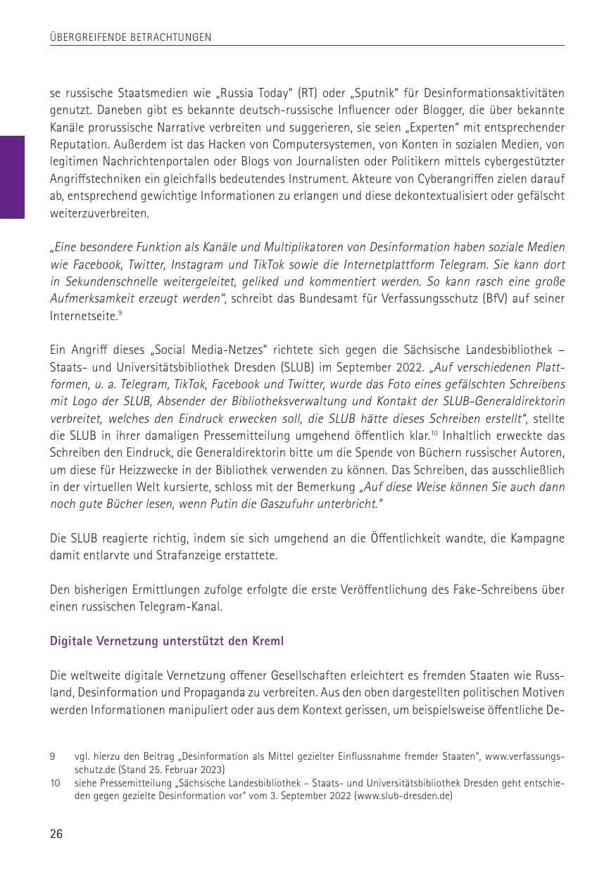 Seite 26 des Verfassungsschutzbericht 2022 Sachsen
