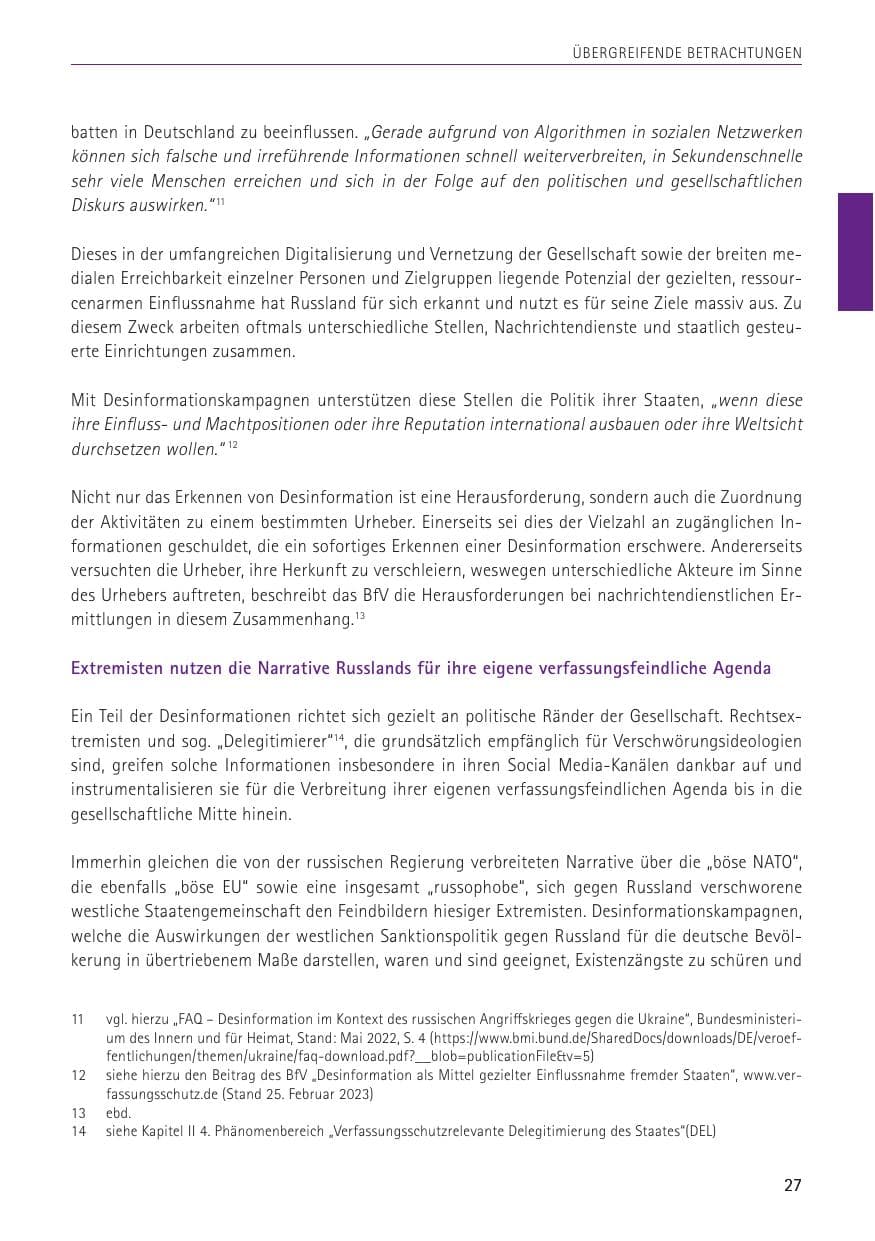 Seite 27 des Verfassungsschutzbericht 2022 Sachsen