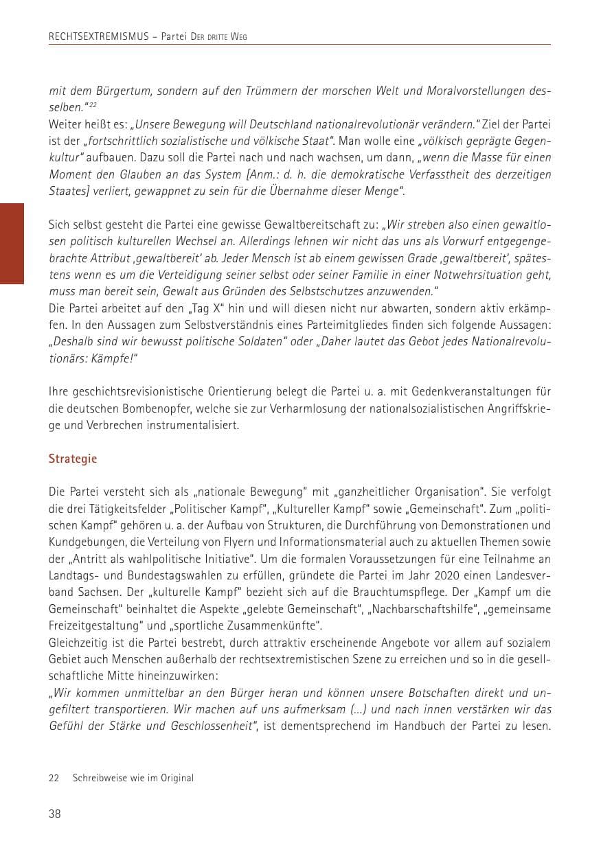 Seite 38 des Verfassungsschutzbericht 2022 Sachsen