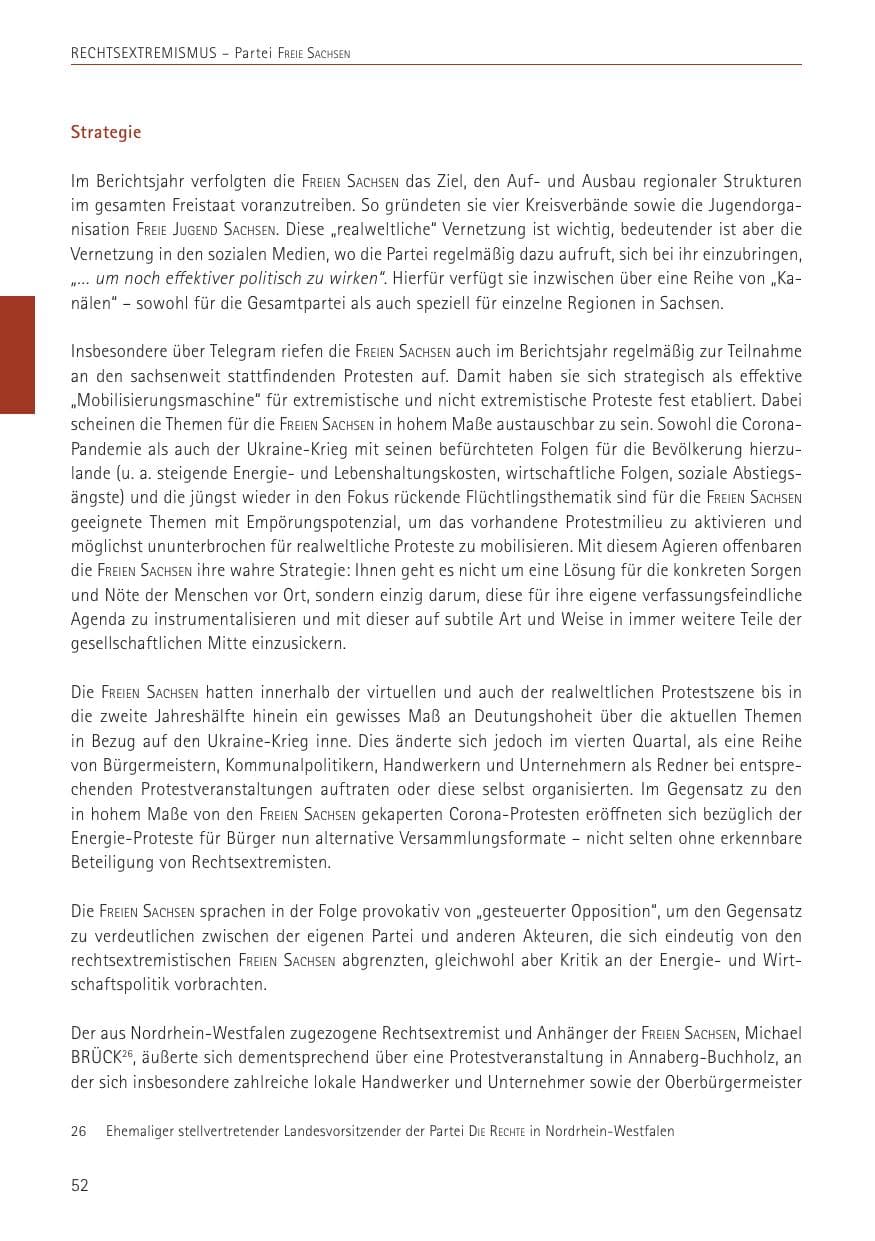 Seite 52 des Verfassungsschutzbericht 2022 Sachsen