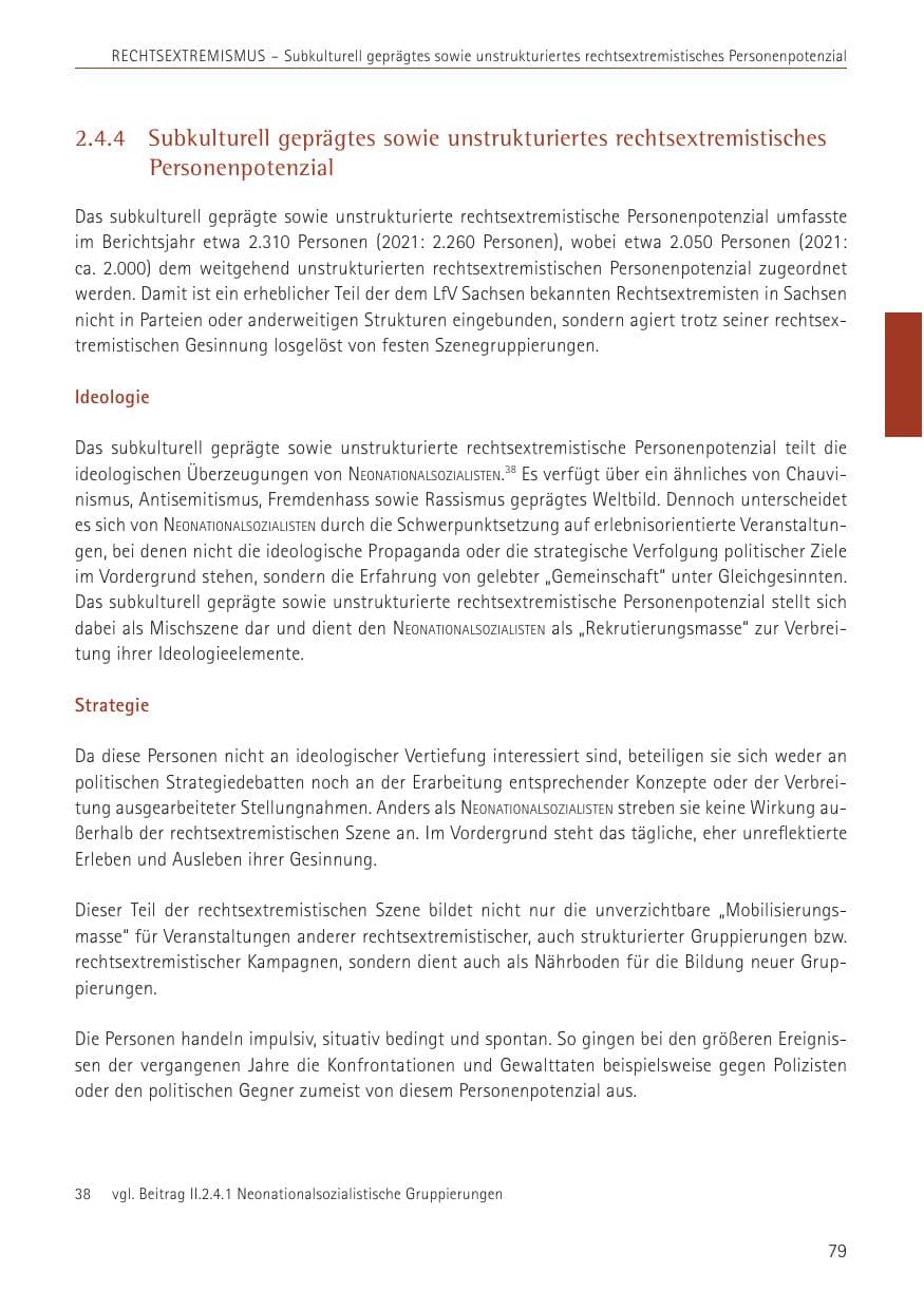 Seite 79 des Verfassungsschutzbericht 2022 Sachsen