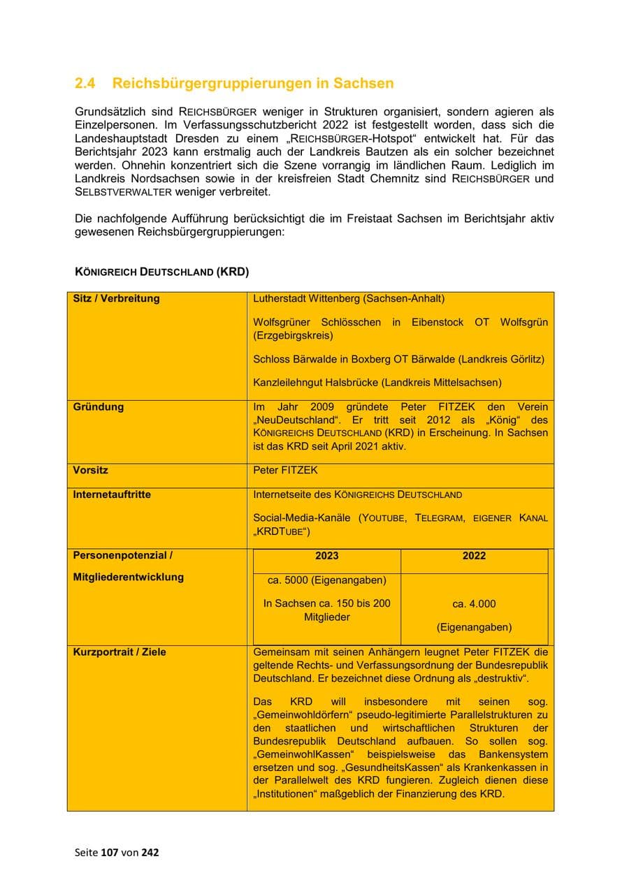 Seite 107 des Verfassungsschutzbericht 2023 Sachsen