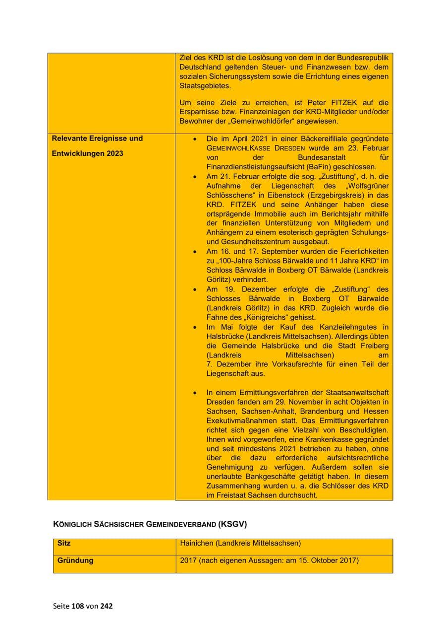 Seite 108 des Verfassungsschutzbericht 2023 Sachsen