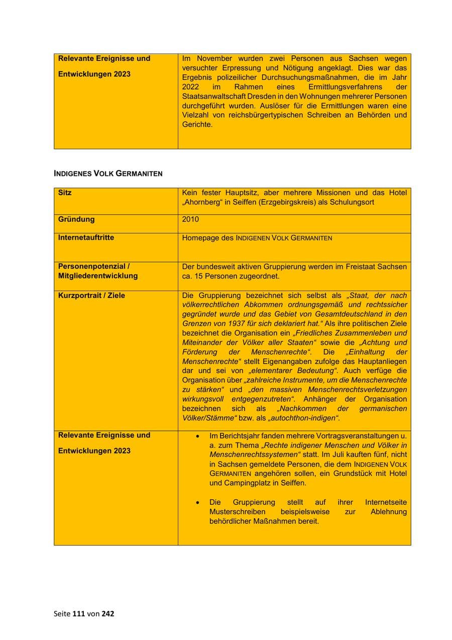 Seite 111 des Verfassungsschutzbericht 2023 Sachsen