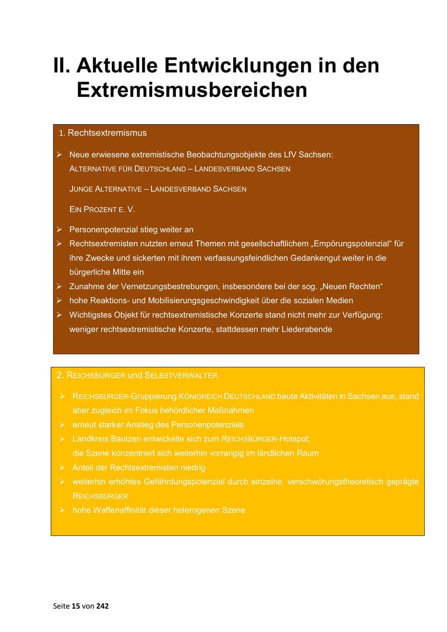 Seite 15 des Verfassungsschutzbericht 2023 Sachsen
