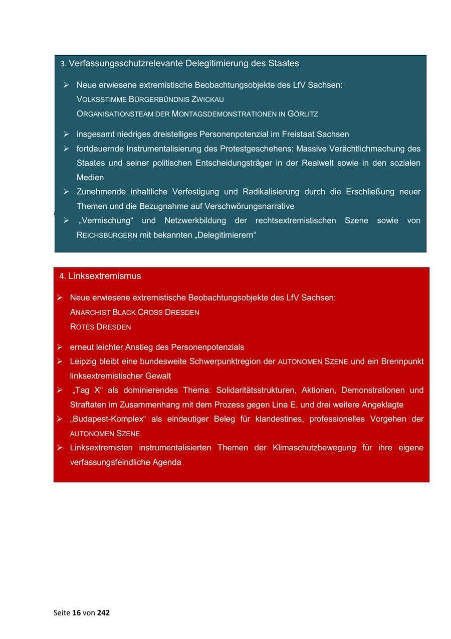 Seite 16 des Verfassungsschutzbericht 2023 Sachsen