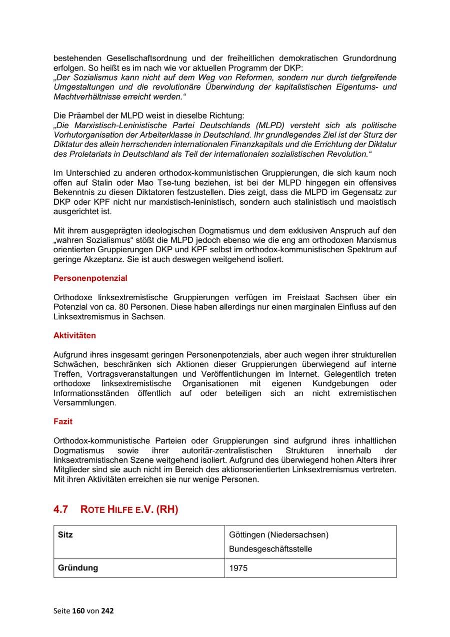 Seite 160 des Verfassungsschutzbericht 2023 Sachsen