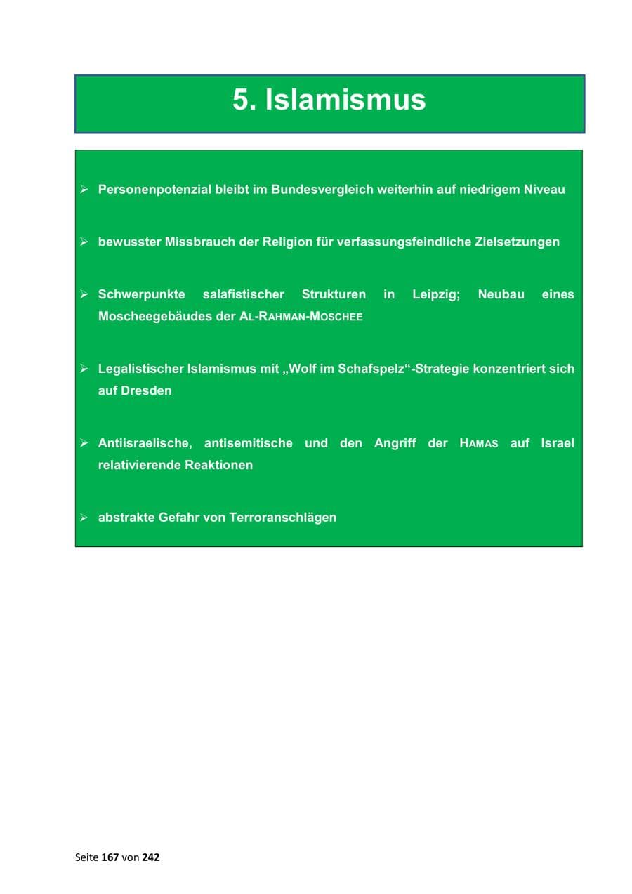 Seite 167 des Verfassungsschutzbericht 2023 Sachsen