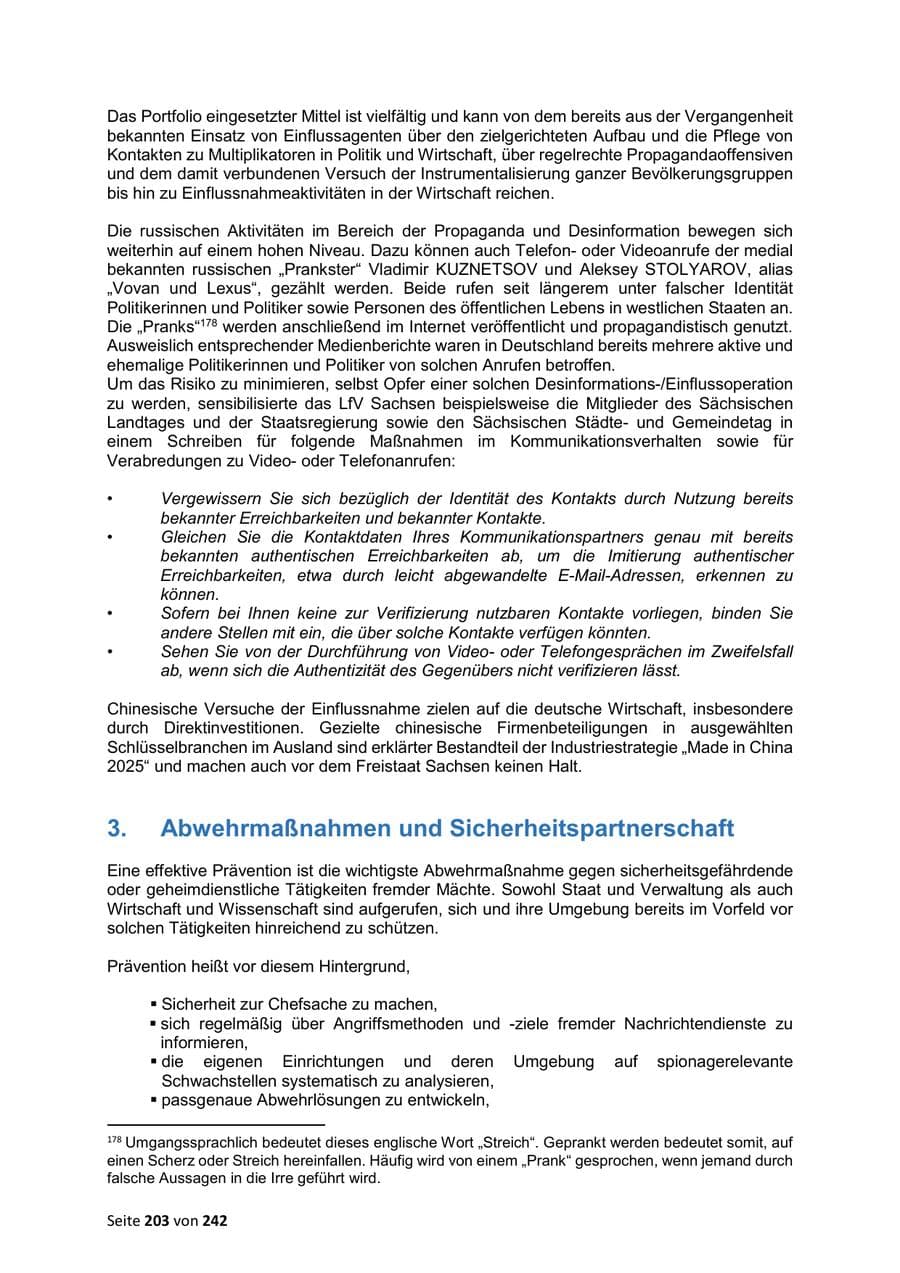 Seite 203 des Verfassungsschutzbericht 2023 Sachsen
