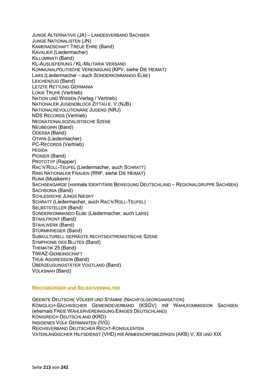Seite 213 des Verfassungsschutzbericht 2023 Sachsen