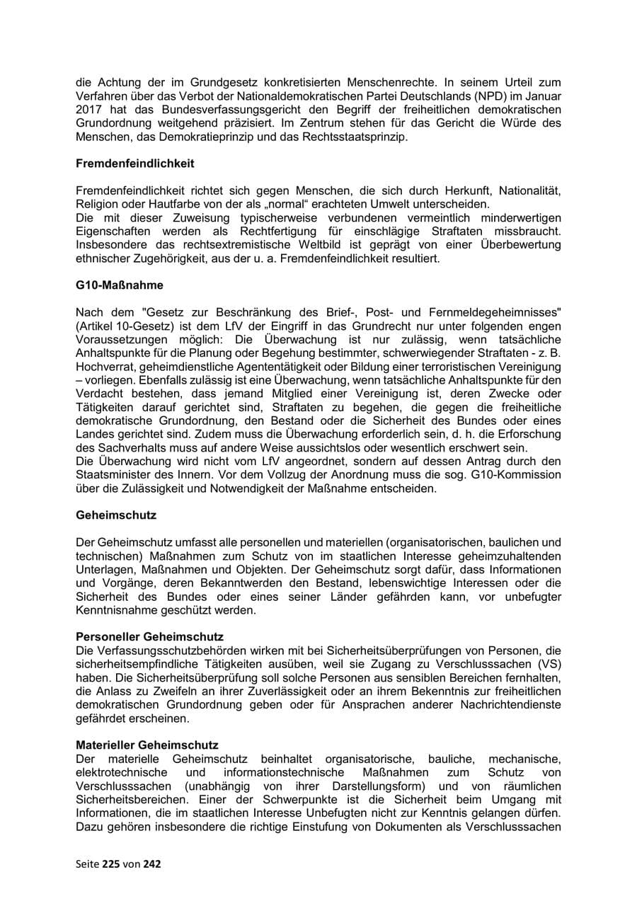Seite 225 des Verfassungsschutzbericht 2023 Sachsen