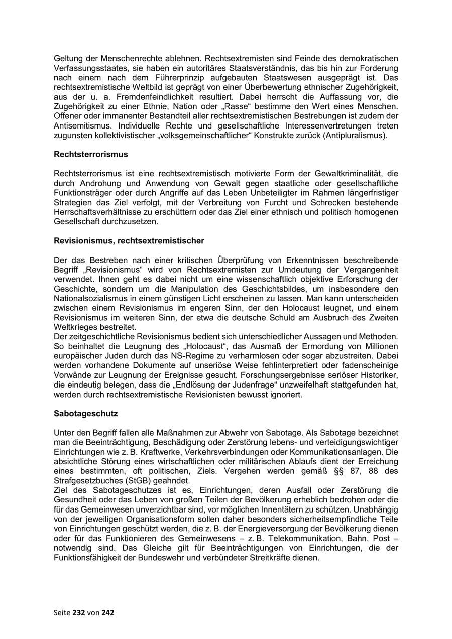 Seite 232 des Verfassungsschutzbericht 2023 Sachsen