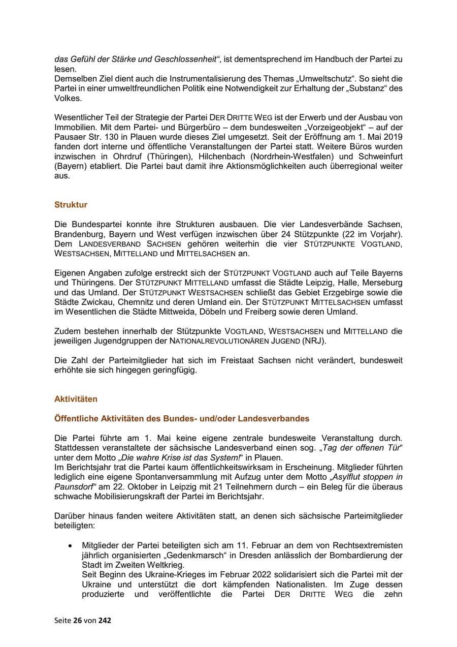 Seite 26 des Verfassungsschutzbericht 2023 Sachsen