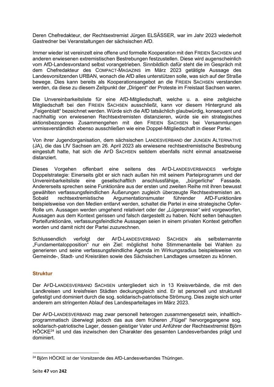 Seite 47 des Verfassungsschutzbericht 2023 Sachsen