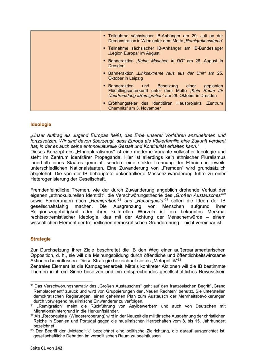 Seite 61 des Verfassungsschutzbericht 2023 Sachsen