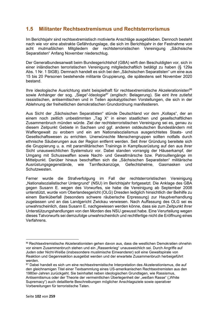 Seite 102 des Verfassungsschutzbericht 2024 Sachsen