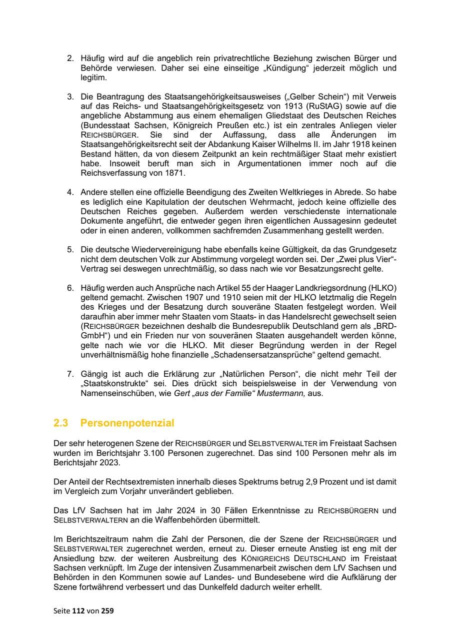 Seite 112 des Verfassungsschutzbericht 2024 Sachsen