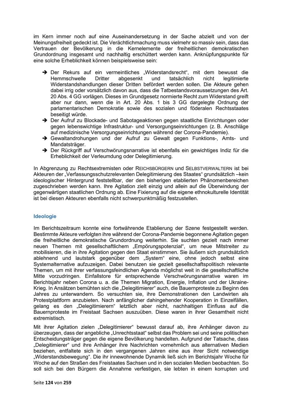 Seite 124 des Verfassungsschutzbericht 2024 Sachsen
