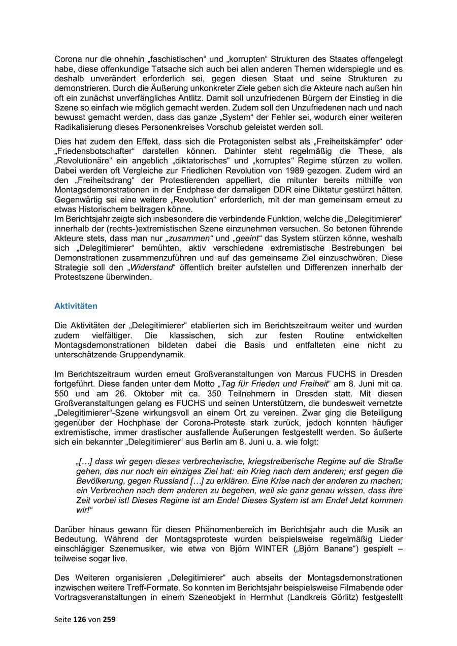 Seite 126 des Verfassungsschutzbericht 2024 Sachsen