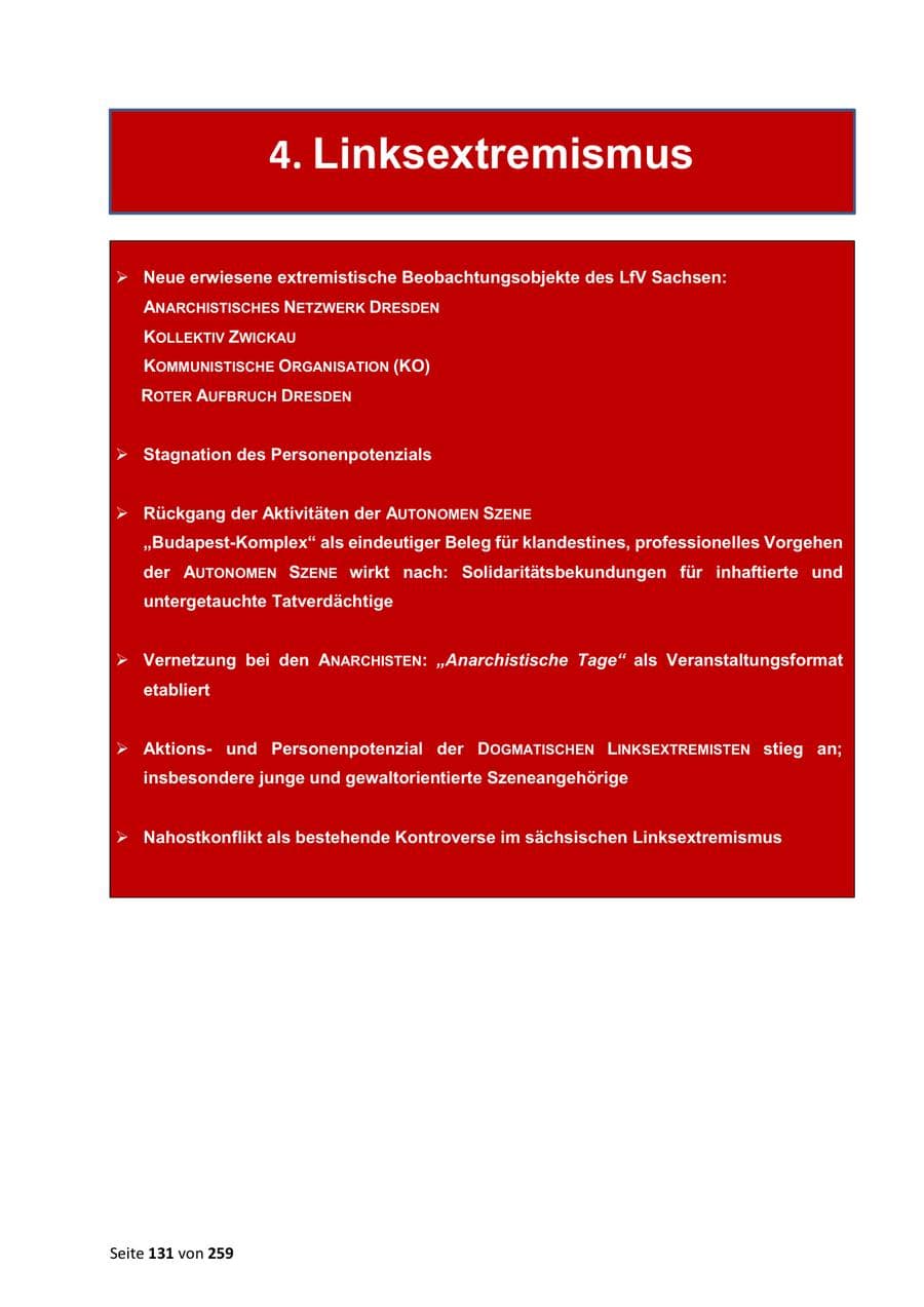 Seite 131 des Verfassungsschutzbericht 2024 Sachsen