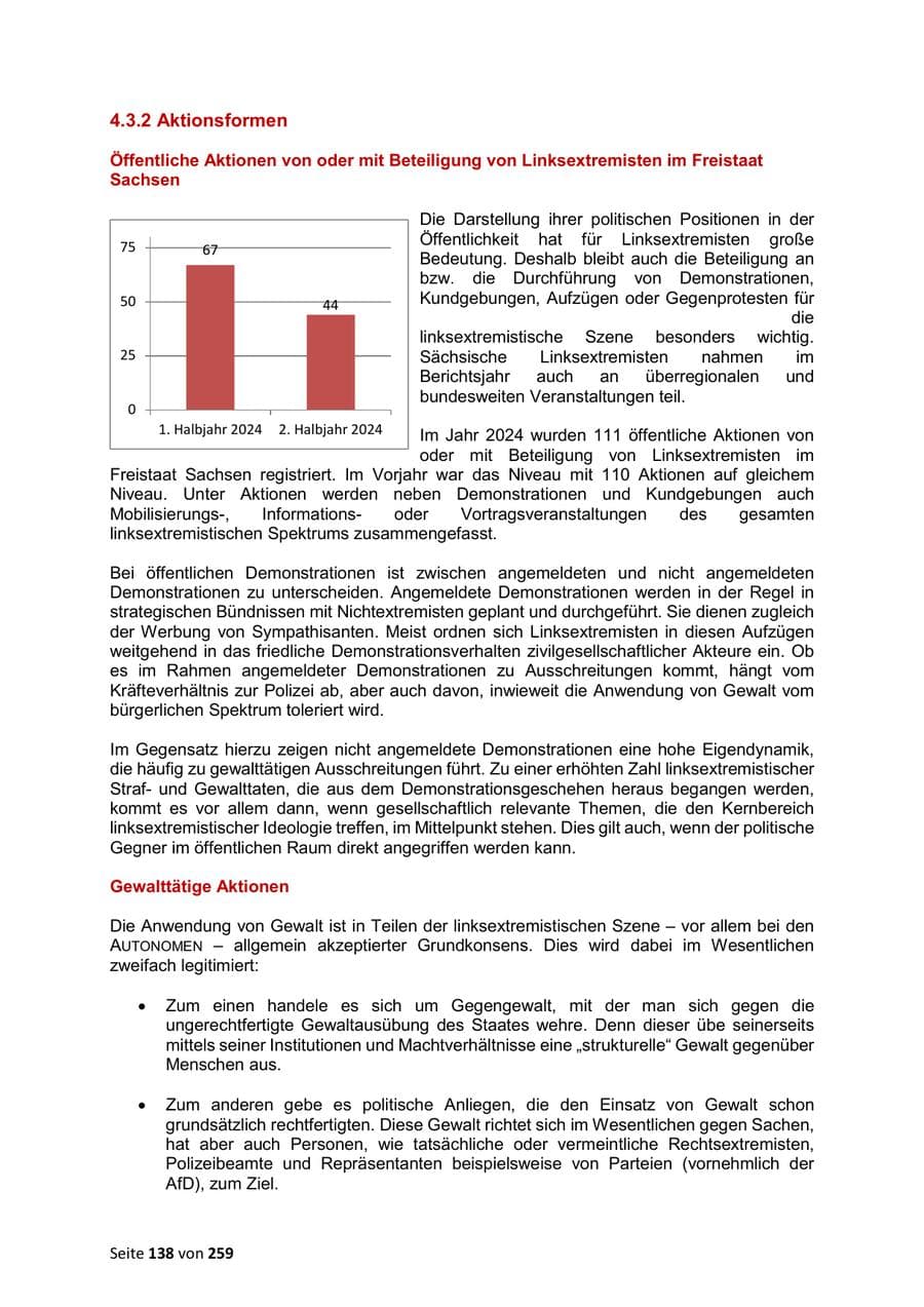 Seite 138 des Verfassungsschutzbericht 2024 Sachsen