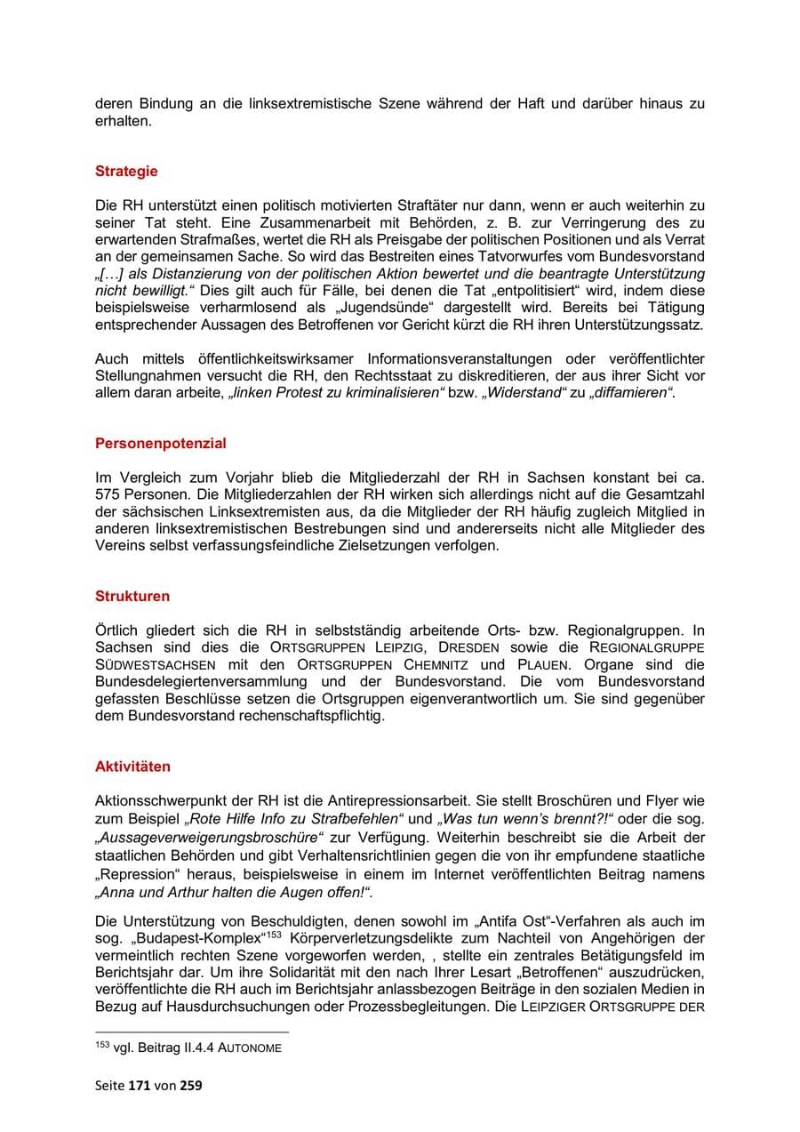 Seite 171 des Verfassungsschutzbericht 2024 Sachsen