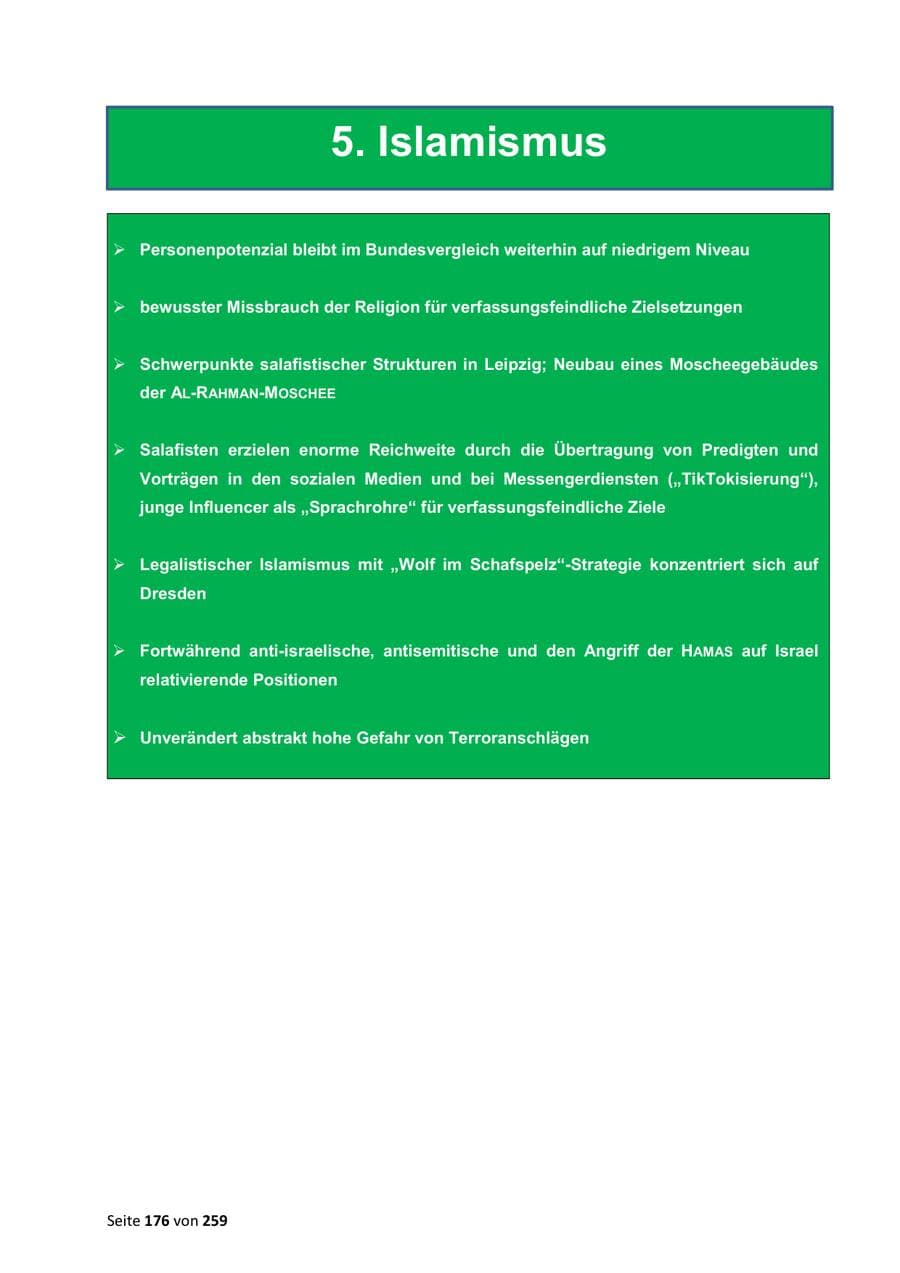 Seite 176 des Verfassungsschutzbericht 2024 Sachsen